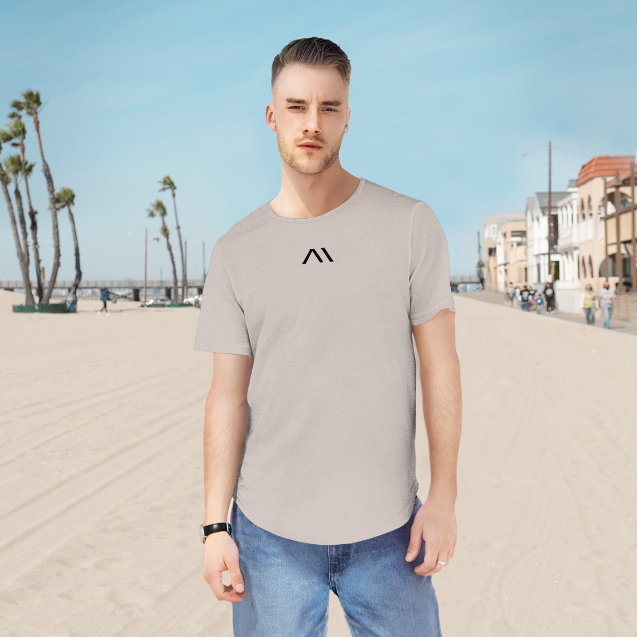 Jersery Curved Hem T Shirt (White)-thumbmail-7